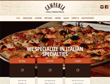 Tablet Screenshot of campaniacoalfiredpizza.com